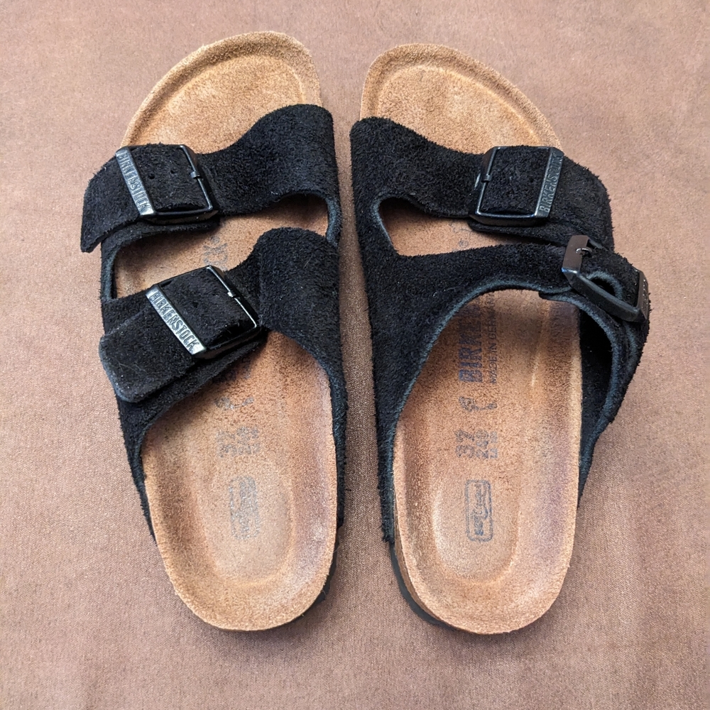 Birkenstock Suede Women's Sandals, (Black) Size 37 Narrow